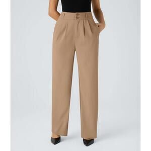 HALARA High-Waist Wide Leg Trousers in Tan